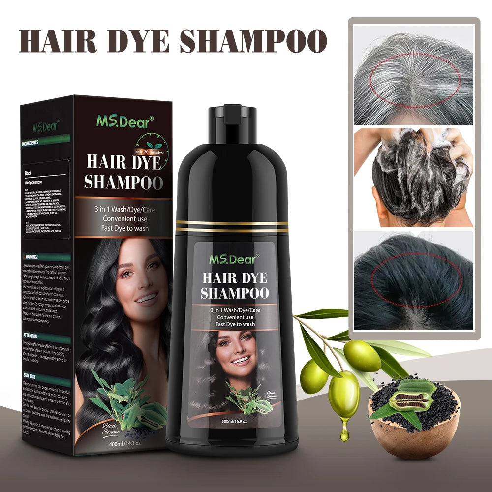 Natural Brown Hair Color Permanent Hair Coloring Shampoo Long Lasting Black Hair Dye Shampoo For Women Men Professional Dye