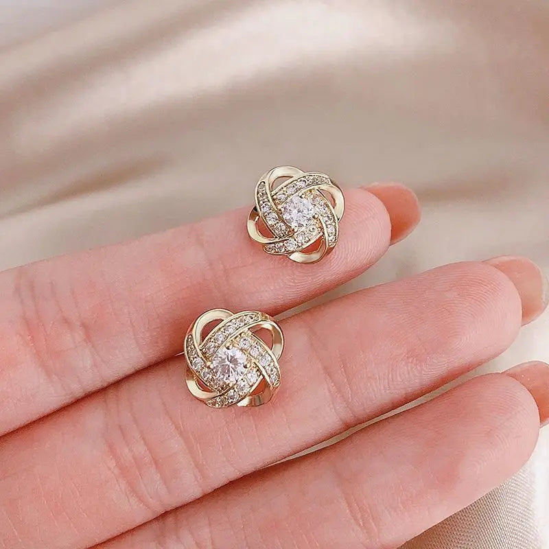 SKEDS Exquisite Women Girls Cross Crystal Earrings Jewelry Korean Style Fashion Lady Elegant Shiny Boutique Decoration Ear Rings