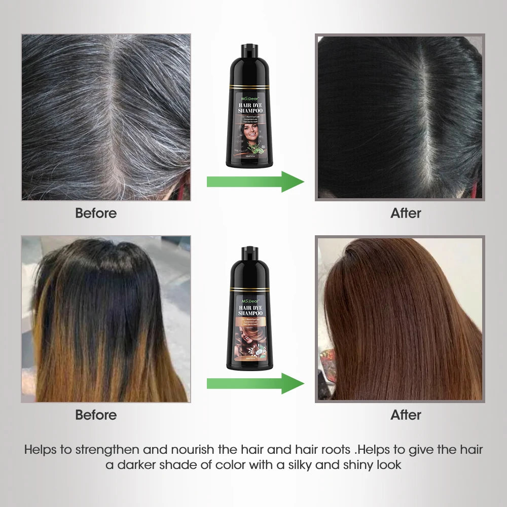 Natural Brown Hair Color Permanent Hair Coloring Shampoo Long Lasting Black Hair Dye Shampoo For Women Men Professional Dye