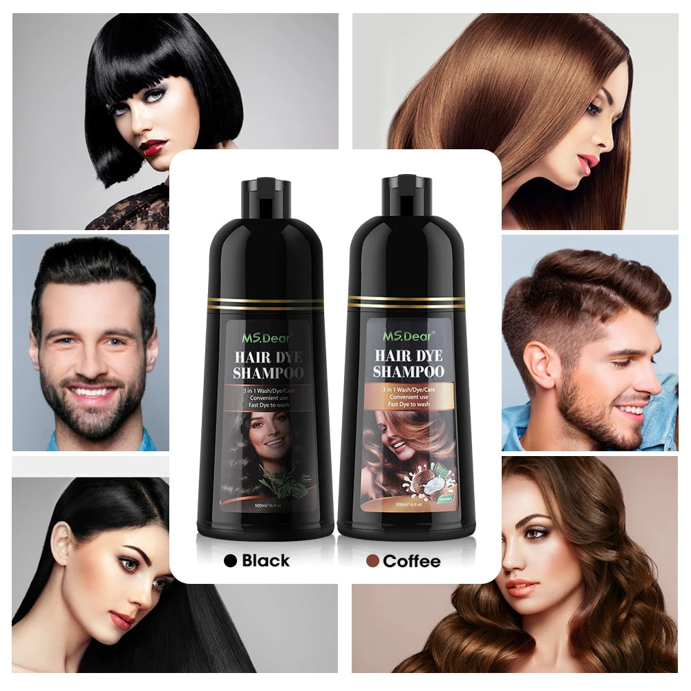 Natural Brown Hair Color Permanent Hair Coloring Shampoo Long Lasting Black Hair Dye Shampoo For Women Men Professional Dye