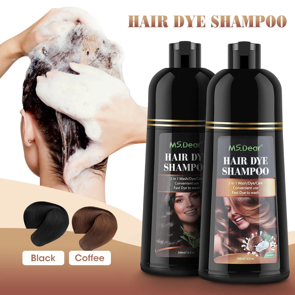 Natural Brown Hair Color Permanent Hair Coloring Shampoo Long Lasting Black Hair Dye Shampoo For Women Men Professional Dye